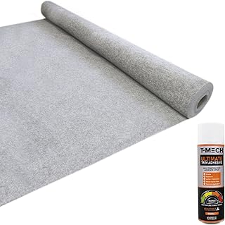 11m2 Moquette Fourgon Voiture Doublure Intérieure Feutre Etirable + 5 Canettes de Glue Adhésif Tapis Flexible Camionette Van Gris Clair Argenté Aménagement Super Epais 3mm polypropylène T-MECH