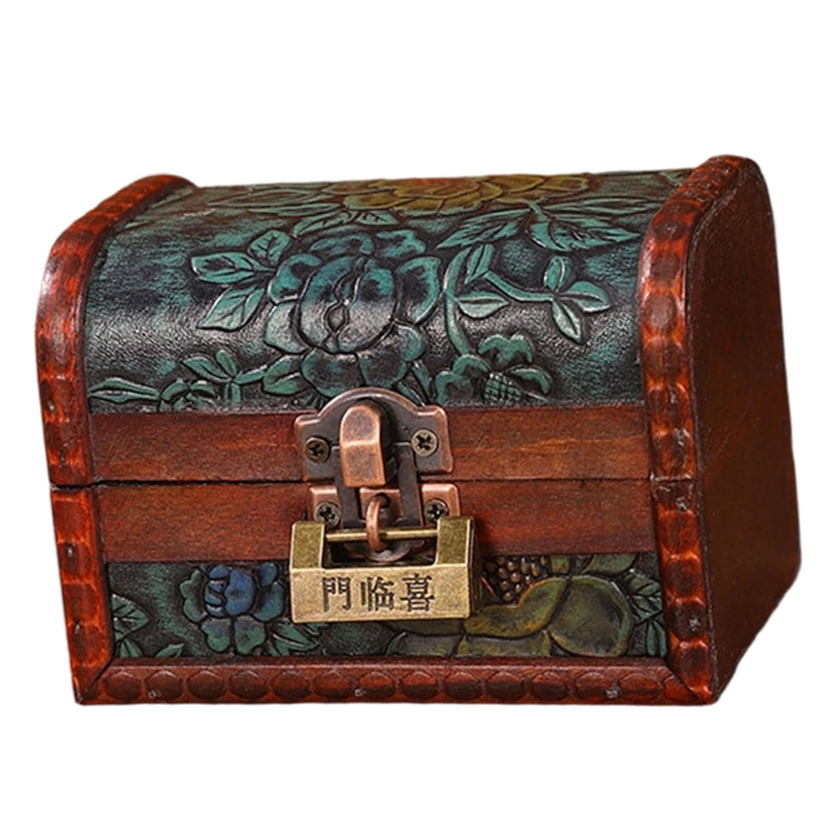 uikios Wood Jewelry Chest with Metal for Jewelry Storage and Rustics Home Decoration Accent Handcraft Wood Case