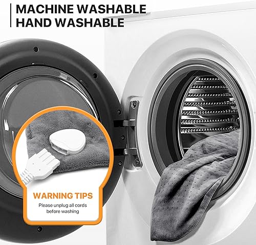 Miniatura 8 de mollie Almohadilla térmica eléctrica de 20 x 24 pulgadas, 3 ajustes de calor y 306090 minutos, lavable a máquina, almohadilla térmica de apagado