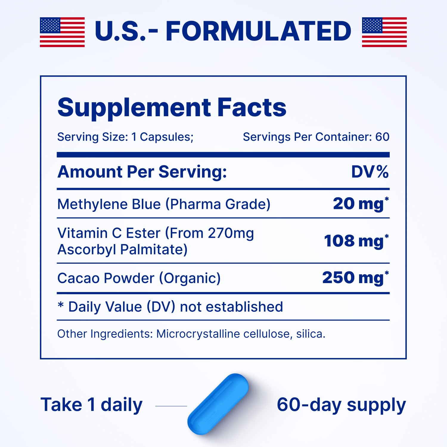 Methylene Blue Capsules 20mg - Pharmaceutical Grade, 3-in-1, 120 Ct, 2-Pack — Amazon image 6