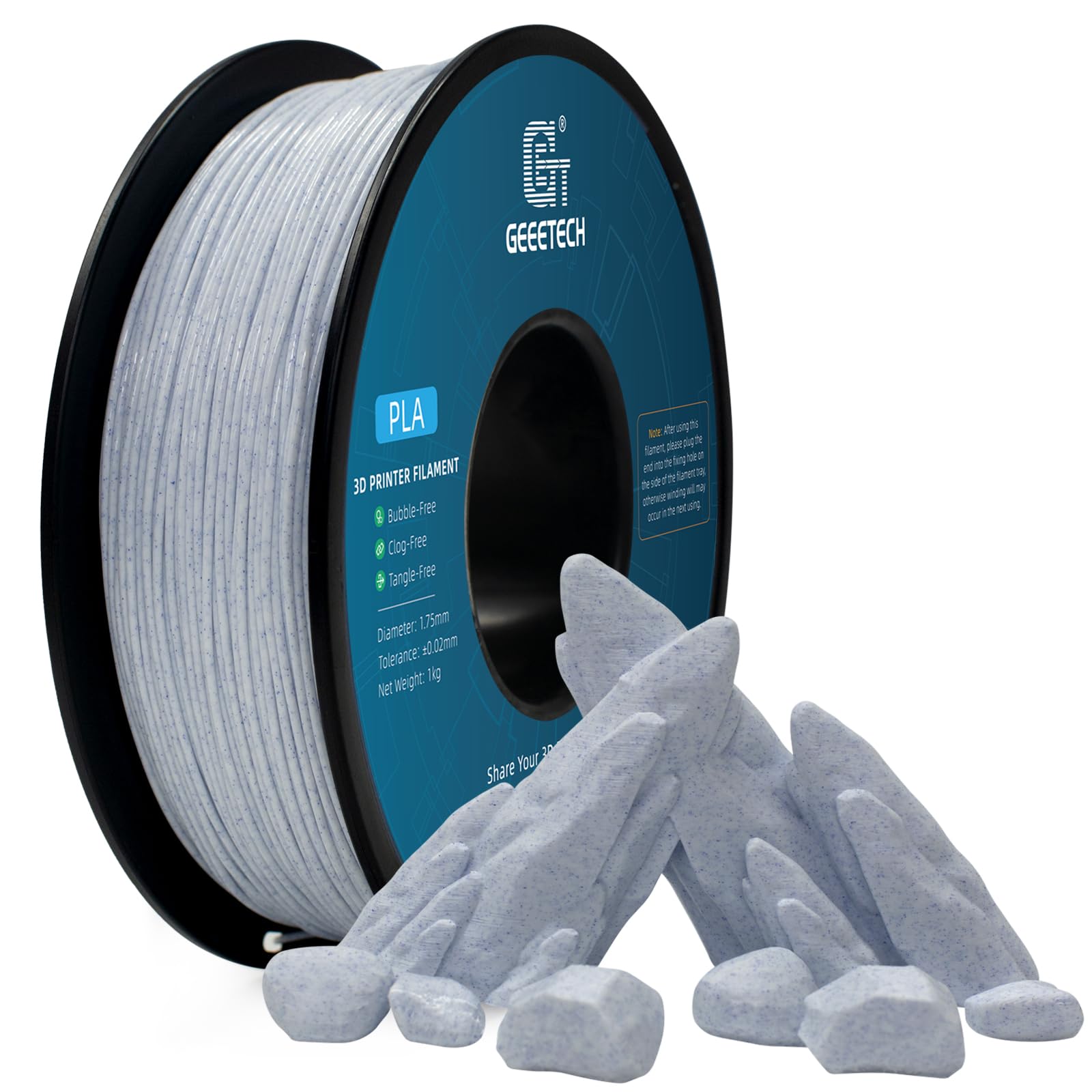 GEEETECH Filamento PLA 1,75 mm, per stampante 3D, bobina da 1 kg, come il marmo blu…