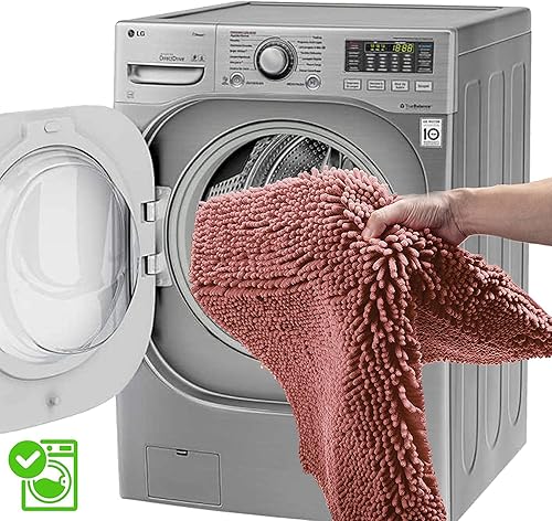 Miniatura 8 de Juego de 2 alfombras de baño antideslizantes para baño, de felpilla gruesa y suave, alfombra de baño ultra absorbente, alfombra de baño peluda,