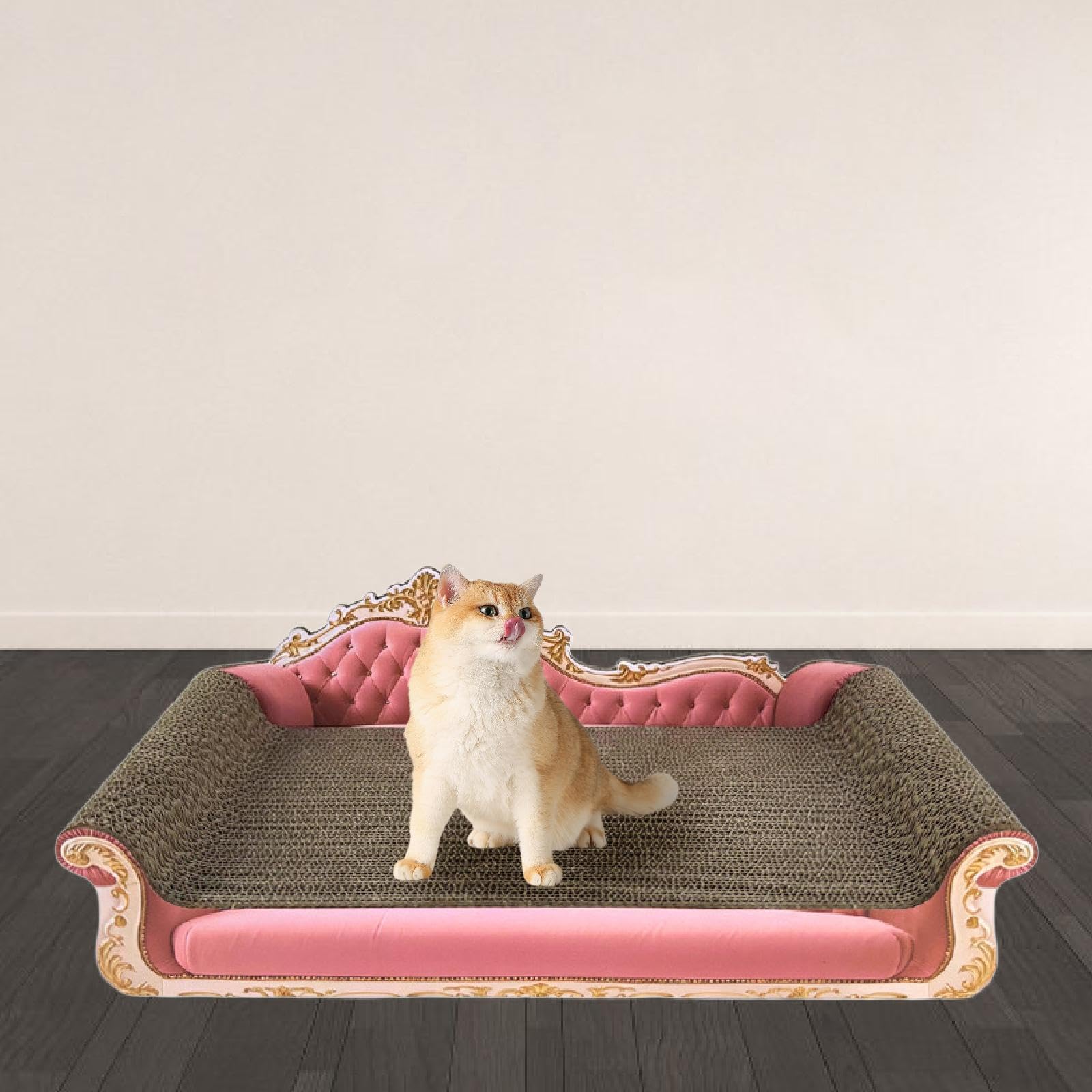 Katzenkratzbrett für Sofa Und Bett, Spielzeug Aus Wellpappe Zur Aufbewahrung, Zum Spielen Und Schlafen, Geeignet für Katzen Und Kätzchen, Rosa