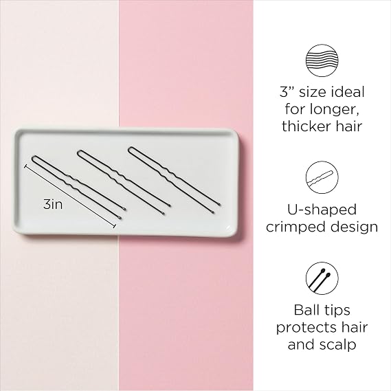 Diane 3 Hair Pins, Black, 32/card