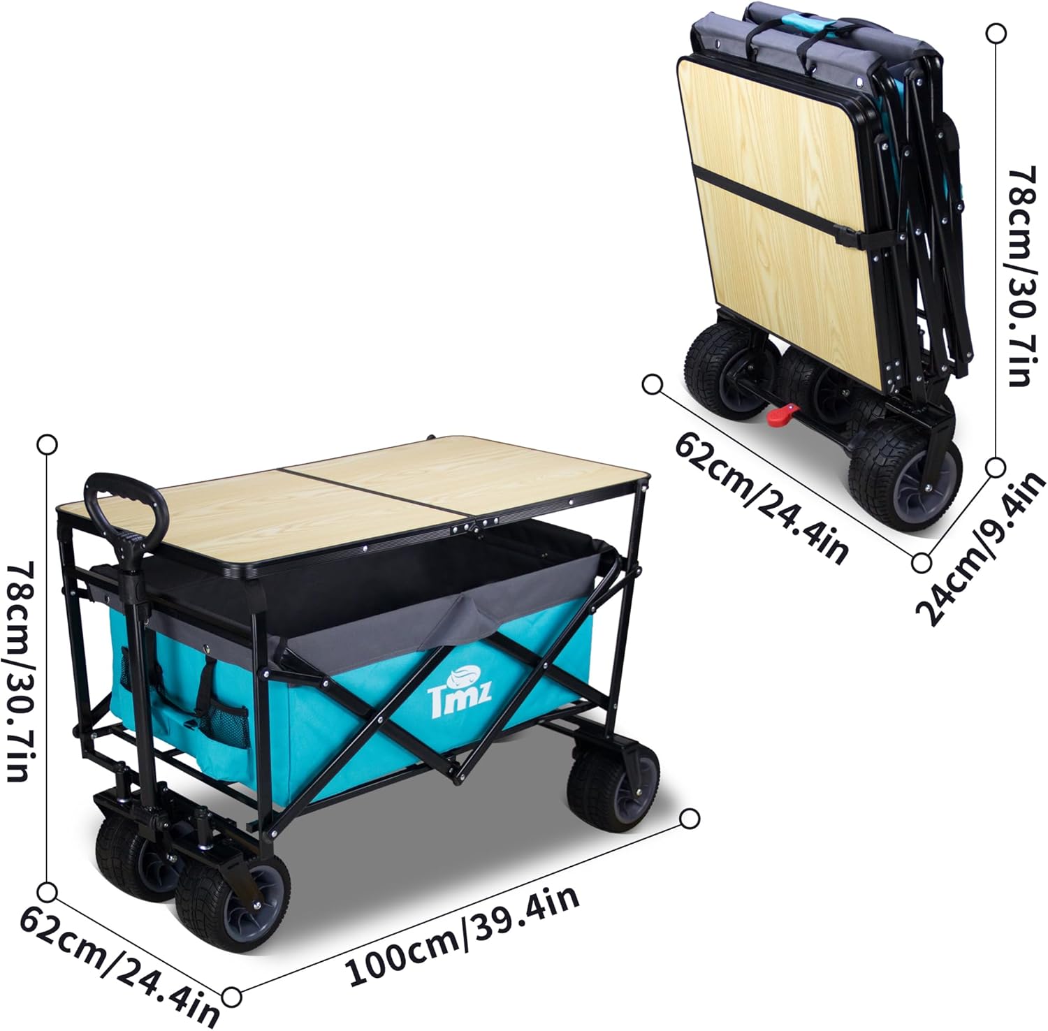 Amazon.co.jp: TMZ キャリーカート アウトドアワゴン、折りたたみ式、ダブルシートとシートベルト付き多機能カート 、荷室開閉と拡張可能、 前後ダブルプッシュハンドル、耐荷重約120kg、小物バッグとストッパー付き (クリーム色/グレー) : スポーツ＆アウトドア TMZ ...