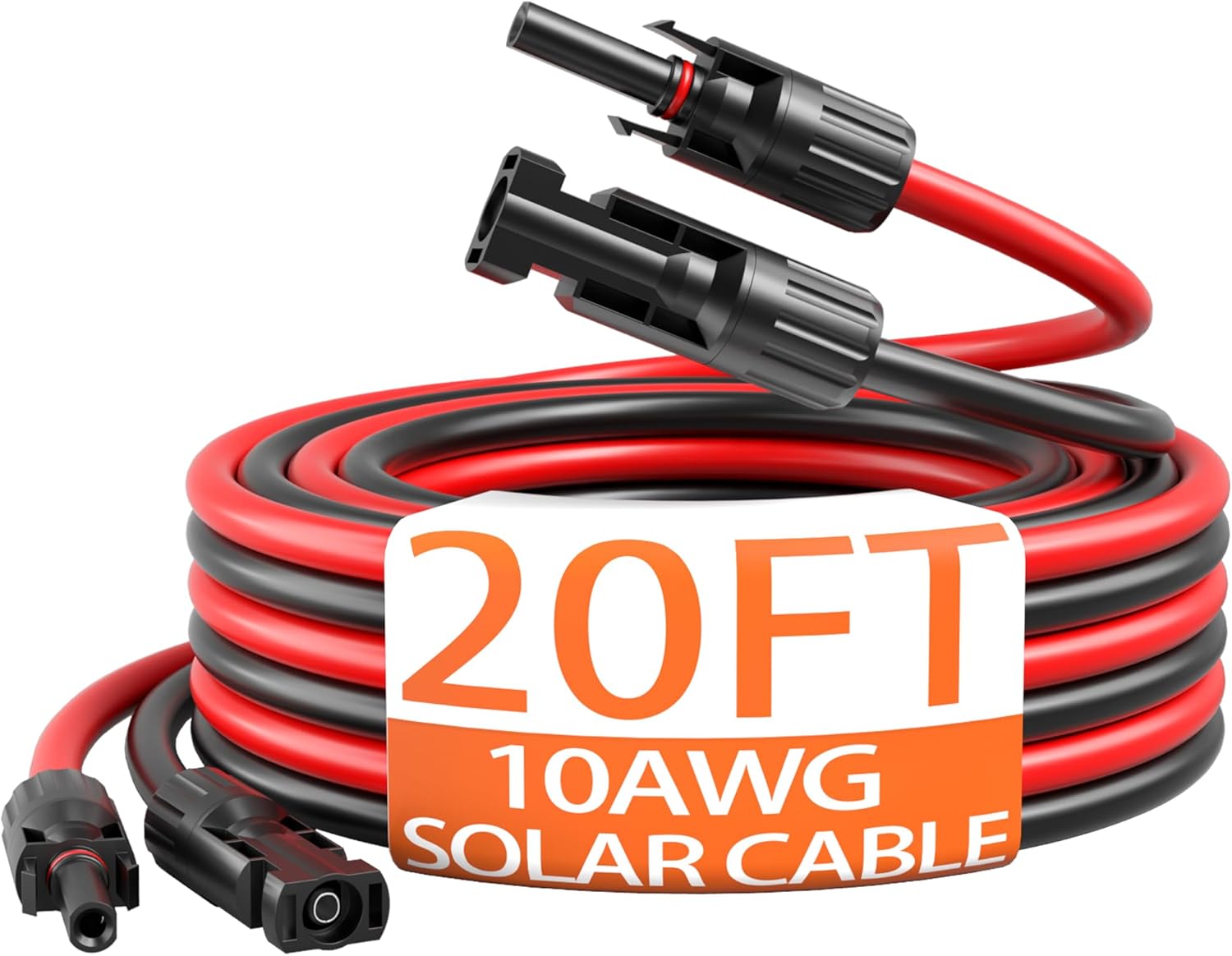 energeaster 10AWG Solar Cable with Pair of Connectors Solar Panel Adaptor Kit Tool, Extension Cable,10 Gauge Wire,Red and Black(20FT Red + 20FT Black)