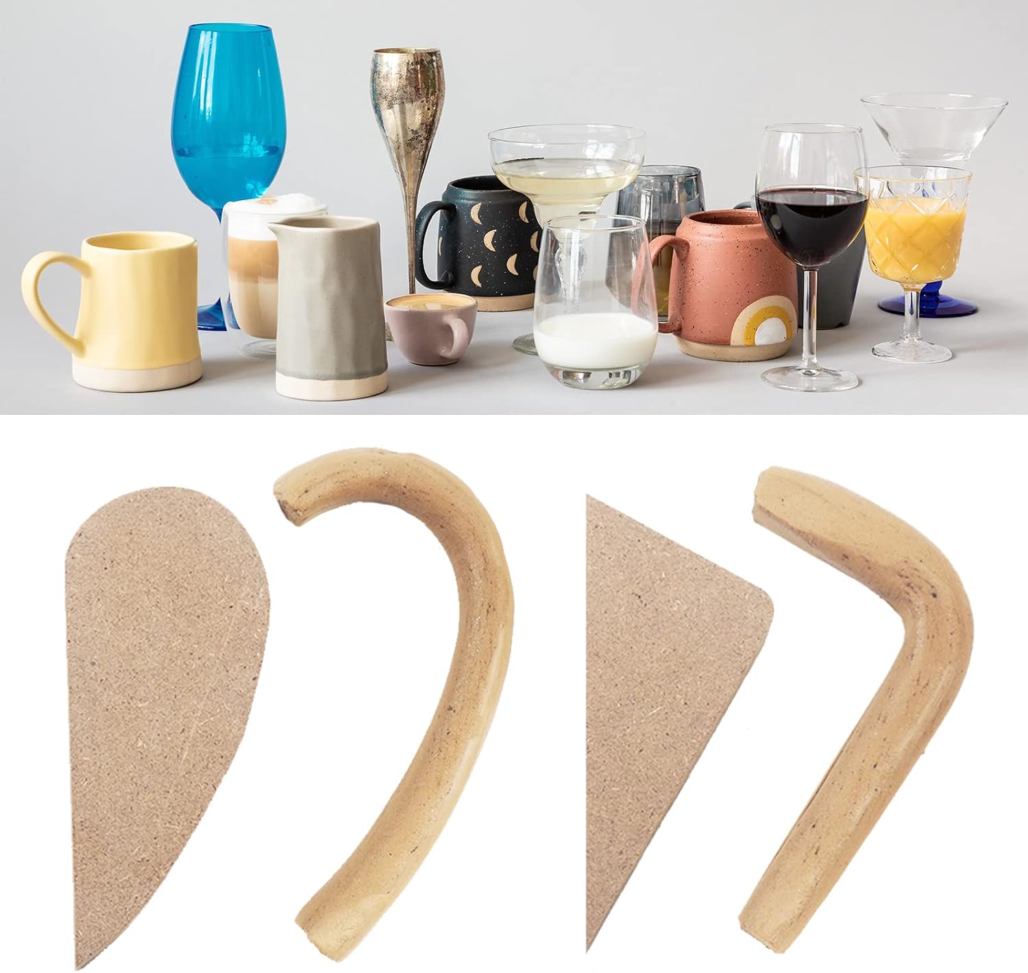 DAFENCHI Mug Handle Molds for Pottery, Pottery Tools for Making Mug Handle, Small Mug Handle Forms for Small Cups, Various Sizes and Shapes Set of 24