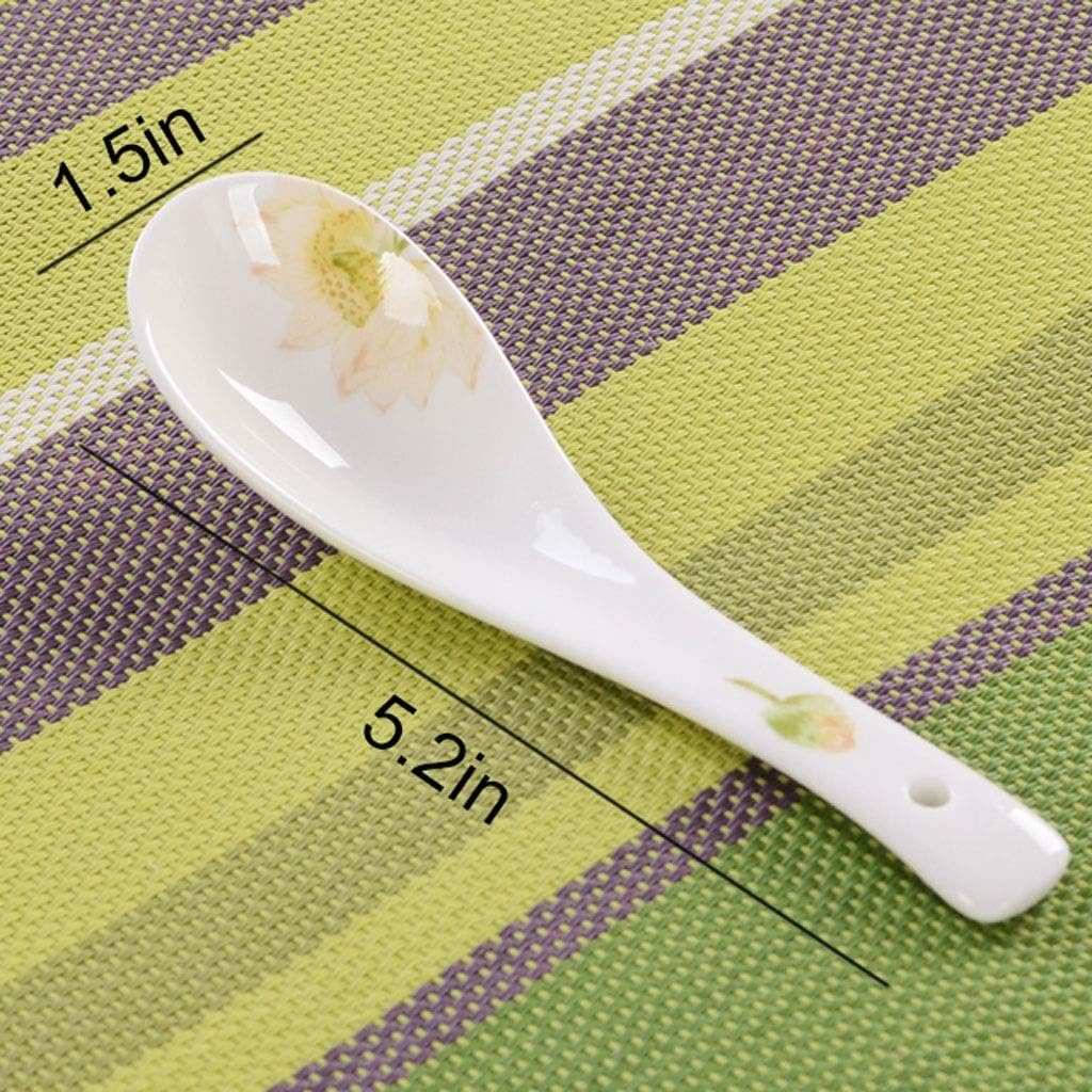 Tablespoons Bone China Soup Spoon Set Long Handle Small Soup Spoon 10 Set Porcelain Soup Spoon Serving Spoon (Color : B)