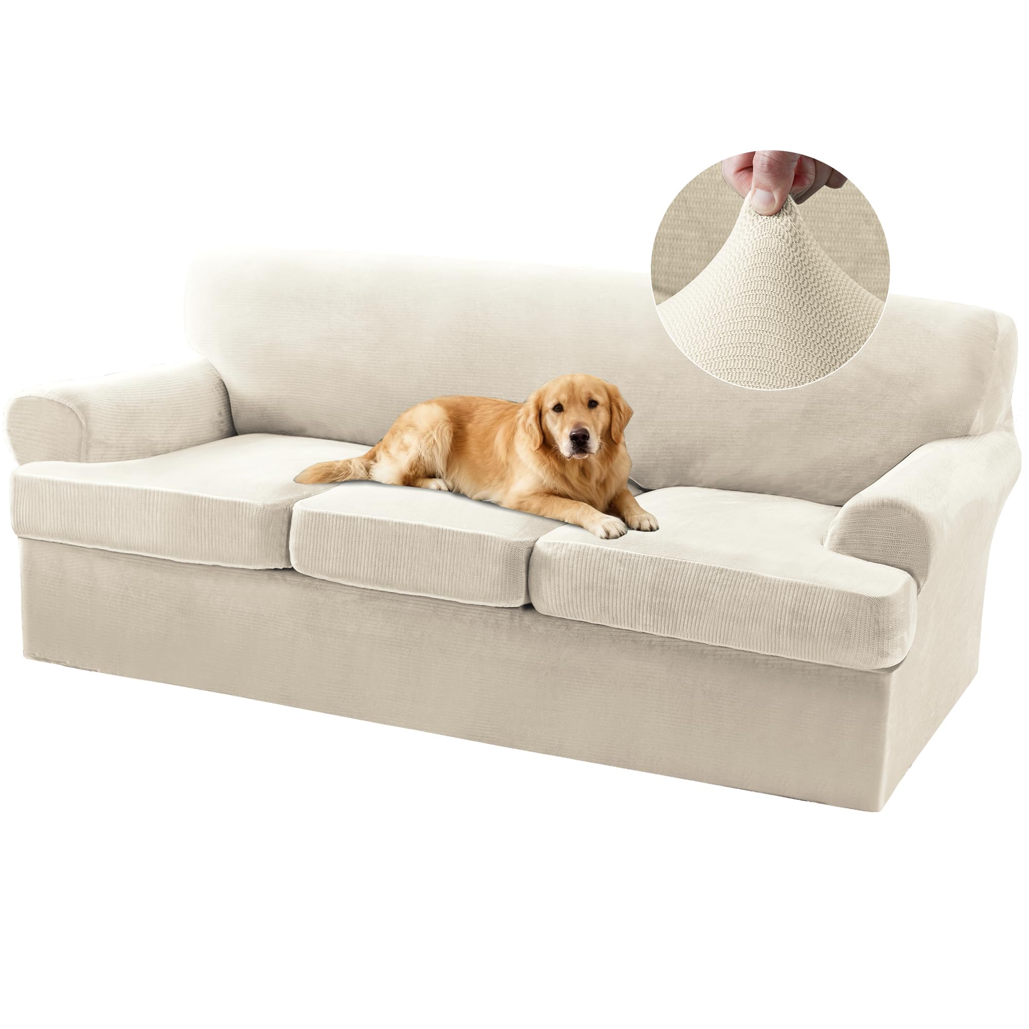 View 1 of  T Cushion Sofa Slipcover - IvoryLPNO604603229
