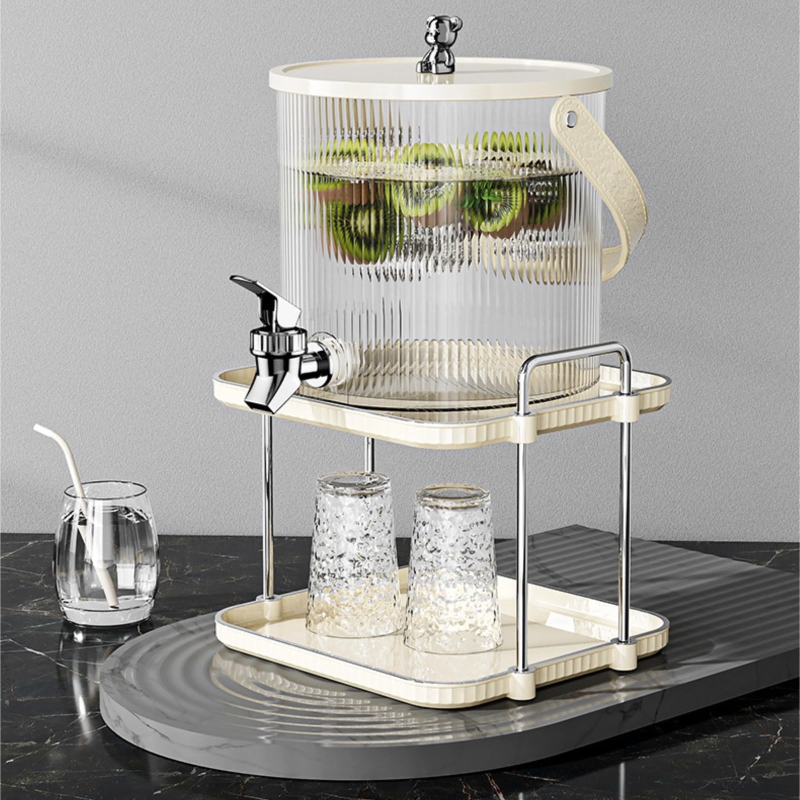 Kunststoff-Getränkespender mit Ständer und Tablett. Getränkespender for Sonnentee, Agua Frescas-Saft, Limonade getränke spender(4L)