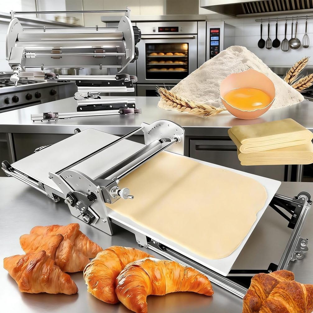 Laminoir à pâte feuilletée réversible, Machine à laminer Robuste en Acier Inoxydable, Rouleau à Fondant pour pâtisseries Maison, pizzerias et Restaurants,Model 400（Professional Use）