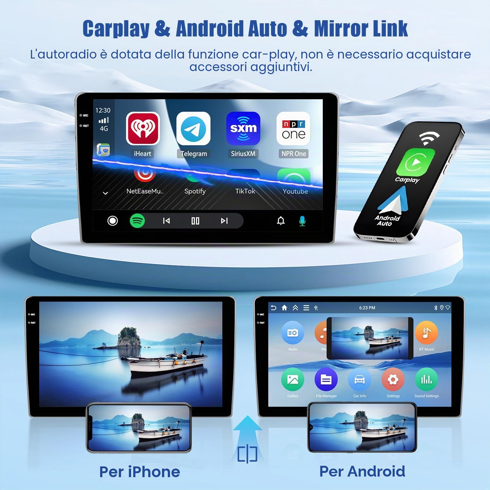 [4G+128G]Inefala Android 15 Autoradio per Hyundai i10 2007-2013 con Wireless Carplay Android Auto, 9 Pollici Touchscreen Stereo Auto Bluetooth con Navi GPS WiFi RDS/FM SWC Retrocamera Mic