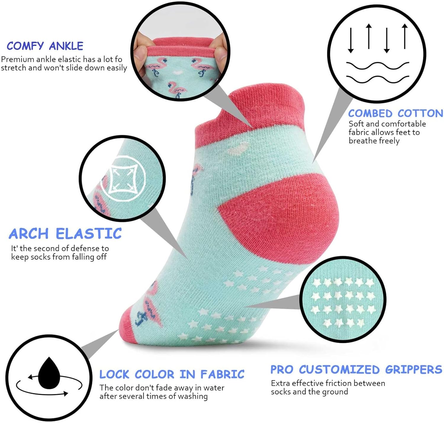 GRPSKCOS Toddler Socks 12 Pairs Non Slip Girls Sock Kids Ankle Socks with Grippers for 1-7 Years Children - Image 4