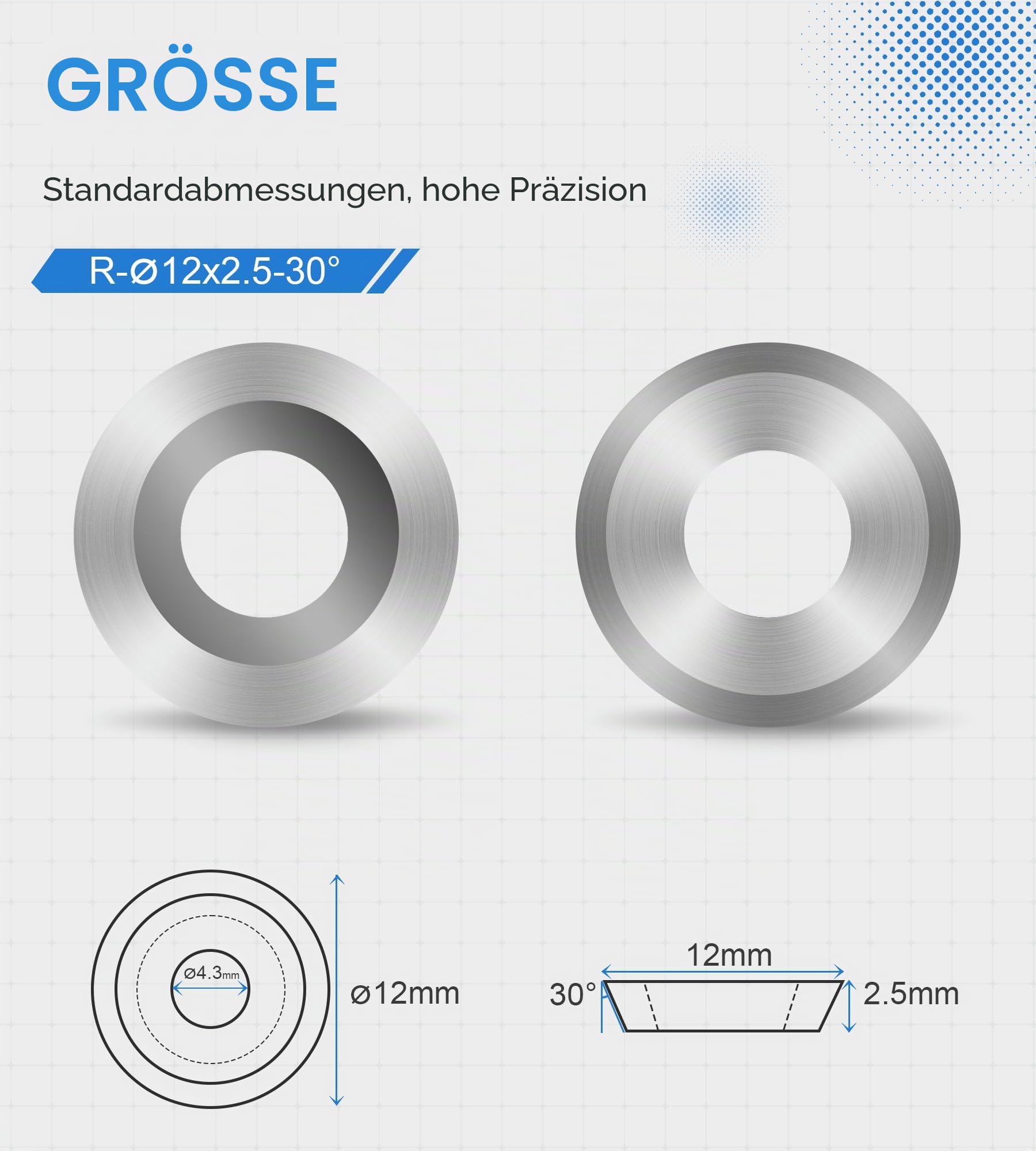 12 mm runde Hartmetall-Einsätze, Indexierbar, passend für DIY Drehmaschine Holzdrehwerkzeuge, Ci3, 10 Stück