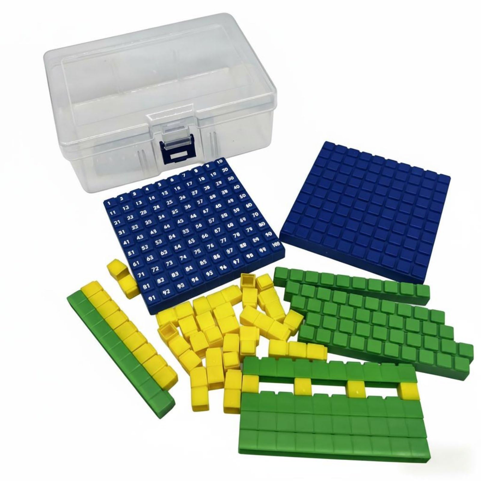 Educational Base Ten Blocks Set Hands-On Learning Place Value Blocks Number Recognition Math Cubes Set for Initial Graders, Kids, Preschoolers, Classroom, Homeschooling, Pluggable 62-pc-image-42