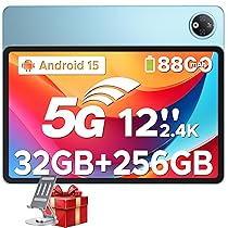 DOOGEE V Pad 5G Tablet 12 Pollici Dimensity 7050, 32 (8+24) GB RAM + 256GB ROM, 2K IPS 90Hz, 7.0mm Tablet con Sim Android 15, 5G LTE + WiFi6 , 8800mAh 18W, 13MP+8MP, Sblocco Facciale, Blu