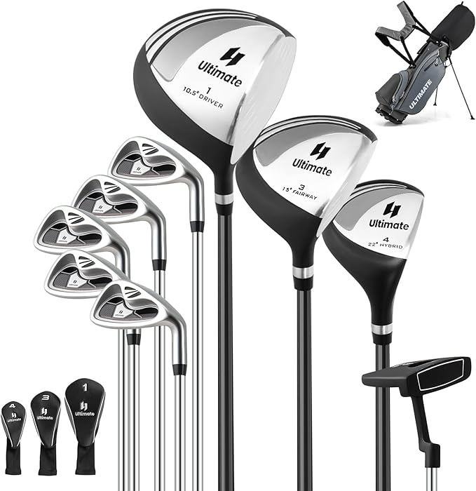 Set da Golf Completo con 9 Mazze, Sacca, Driver 460cc, Set Completo di Mazze da Golf per Uomo