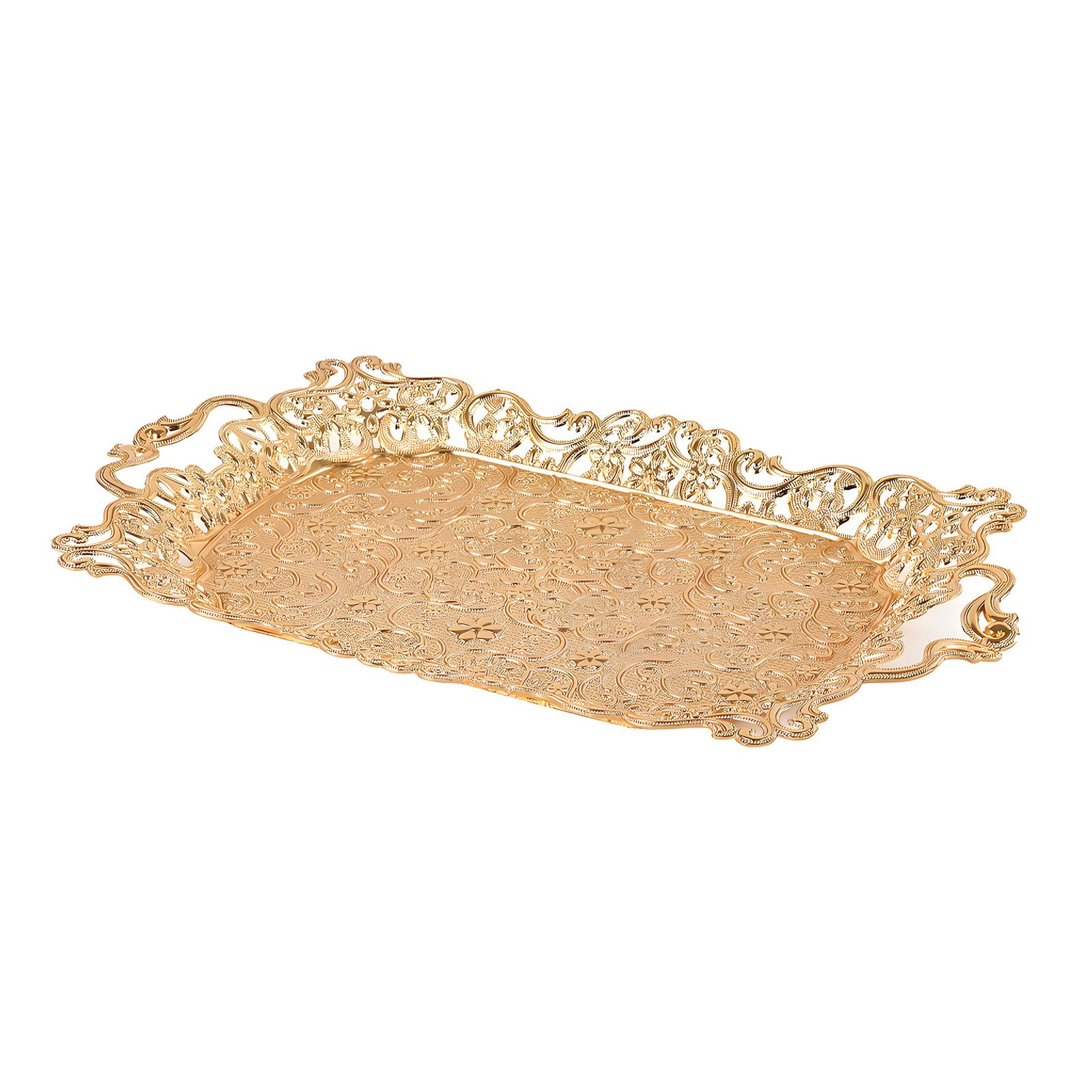 JSGHGDF Rectangular Platter Iron Hollow Carving Tray Elegant Serving for Fruits Snacks Home Decoration Accessory Iron Fruit Tray