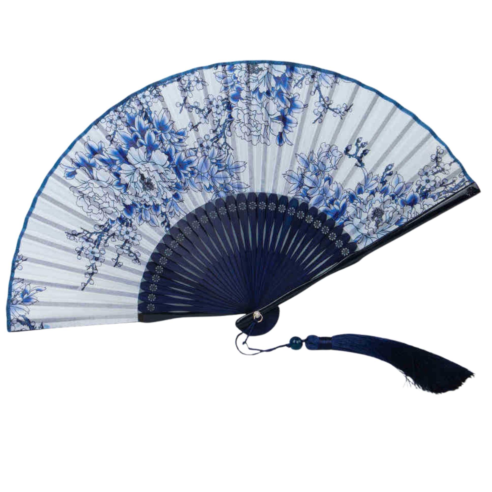 GFM® Bamboo Silk Handheld Folding Japanese Chinese Hand Fan Foldable for Summer, Wedding (MR-E) (FLSLK-F32-01-GHNL) — image 1