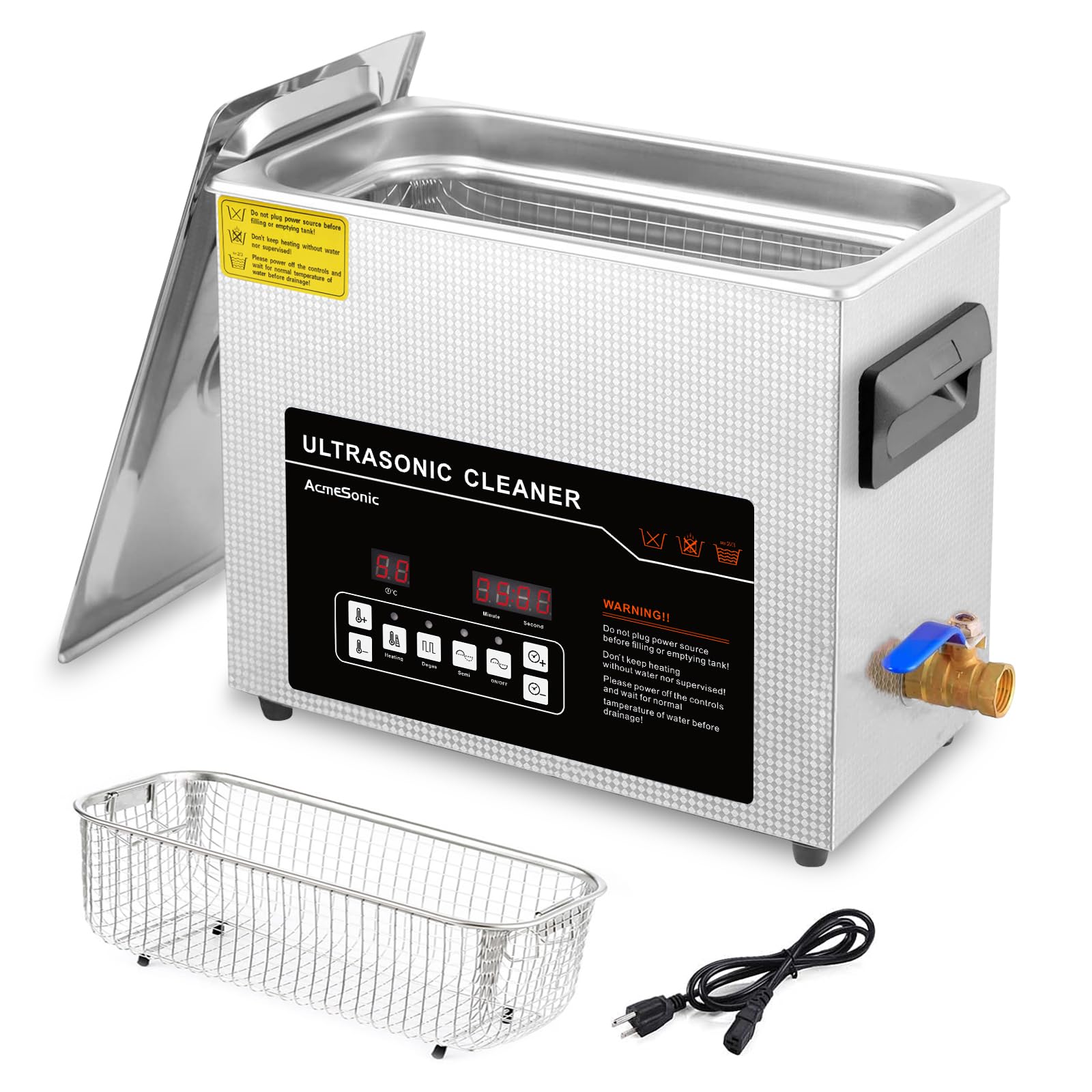 Pulitore ad ultrasuoni da 6 l, a doppia frequenza, professionale, in acciaio inox, con timer riscaldante, per protesi, monete, piccole parti metalliche, circuiti, strumenti di laboratorio