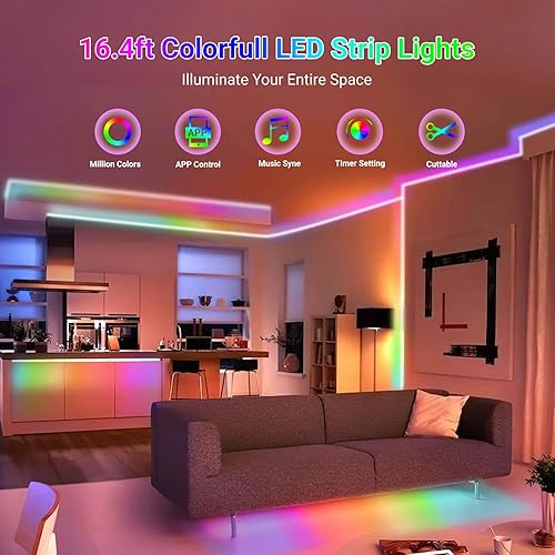 Miniatura 2 de icever WS2812B MagicRGB - Tira LED de 16.4 pies, 300 LED RGB 5050SMD, direccionable, PCB negro flexible, tablero desnudo IP30, color de ensueño,