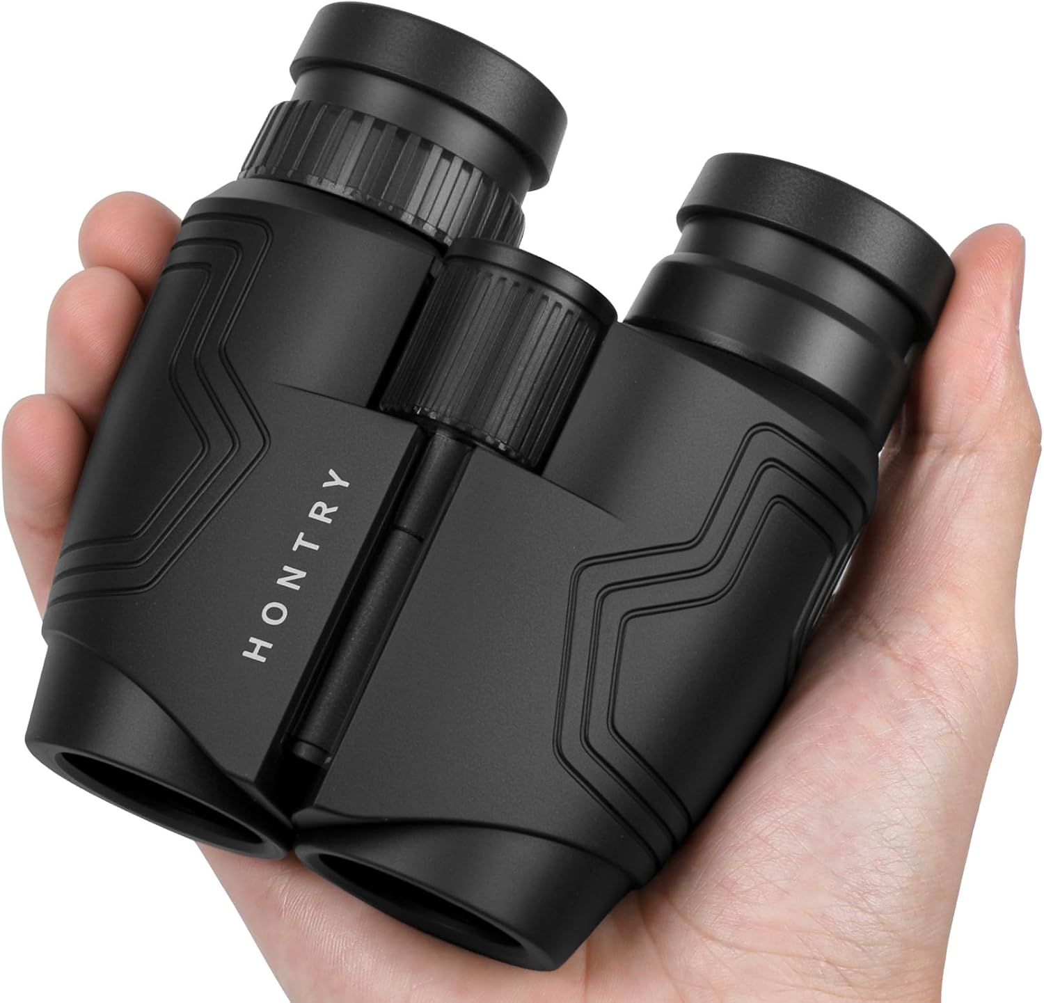 Hontry Travel Binoculars for Adults and Kids, Easy-Focus and Image Stabilization with Close Focus (Black,12x25)