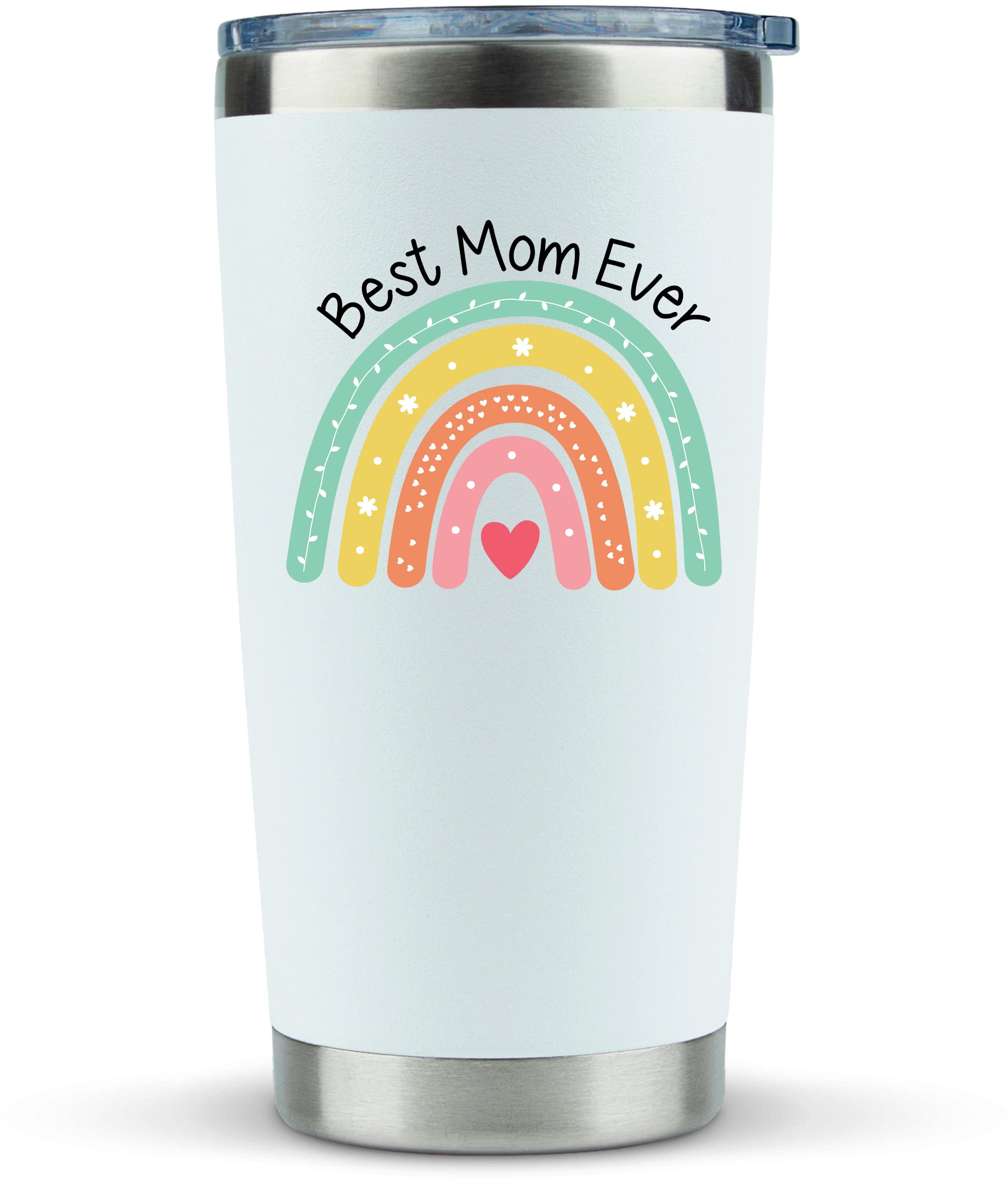 Gifts for Mom from Daughter, Son -"Best Mom Ever"- 20oz Tumbler Mug - Unique Gift Idea for Mother, Wife, Birthday Present, Husband, Kids, Cute Cup