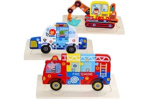 3-Pack Wooden Police Car Puzzles for Toddlers