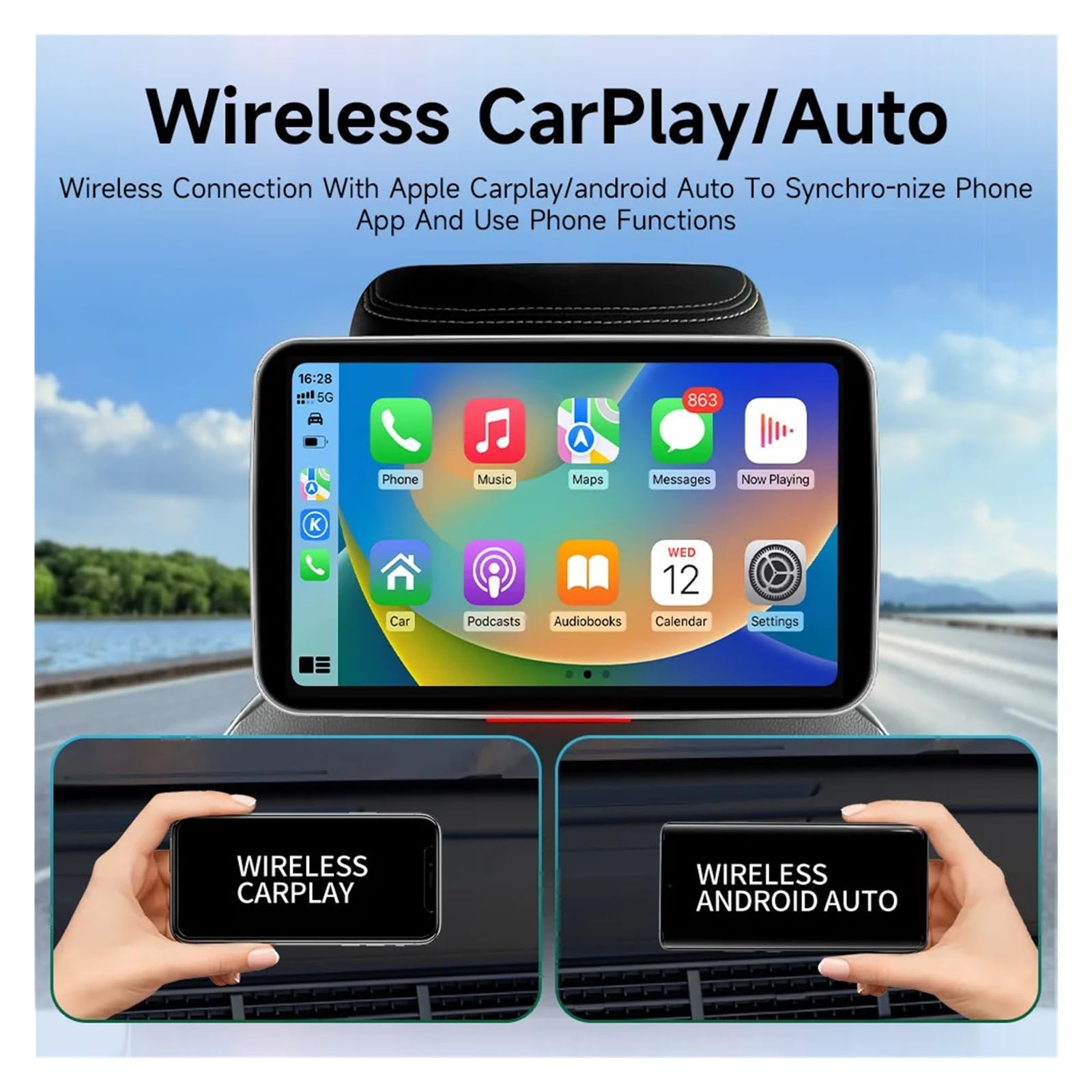 Écrans De Voiture Moniteur De Siège Arrière Appuie-tête Écran De Télévision Auto WiFi Film Lecteur Vidéo en Ligne(1p Half Screen)