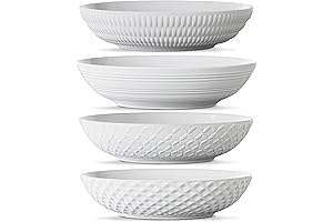 Maison Neuve Set of 4 White 34oz Porcelain Serving Dishes Set for Soup, Pasta, Cereal