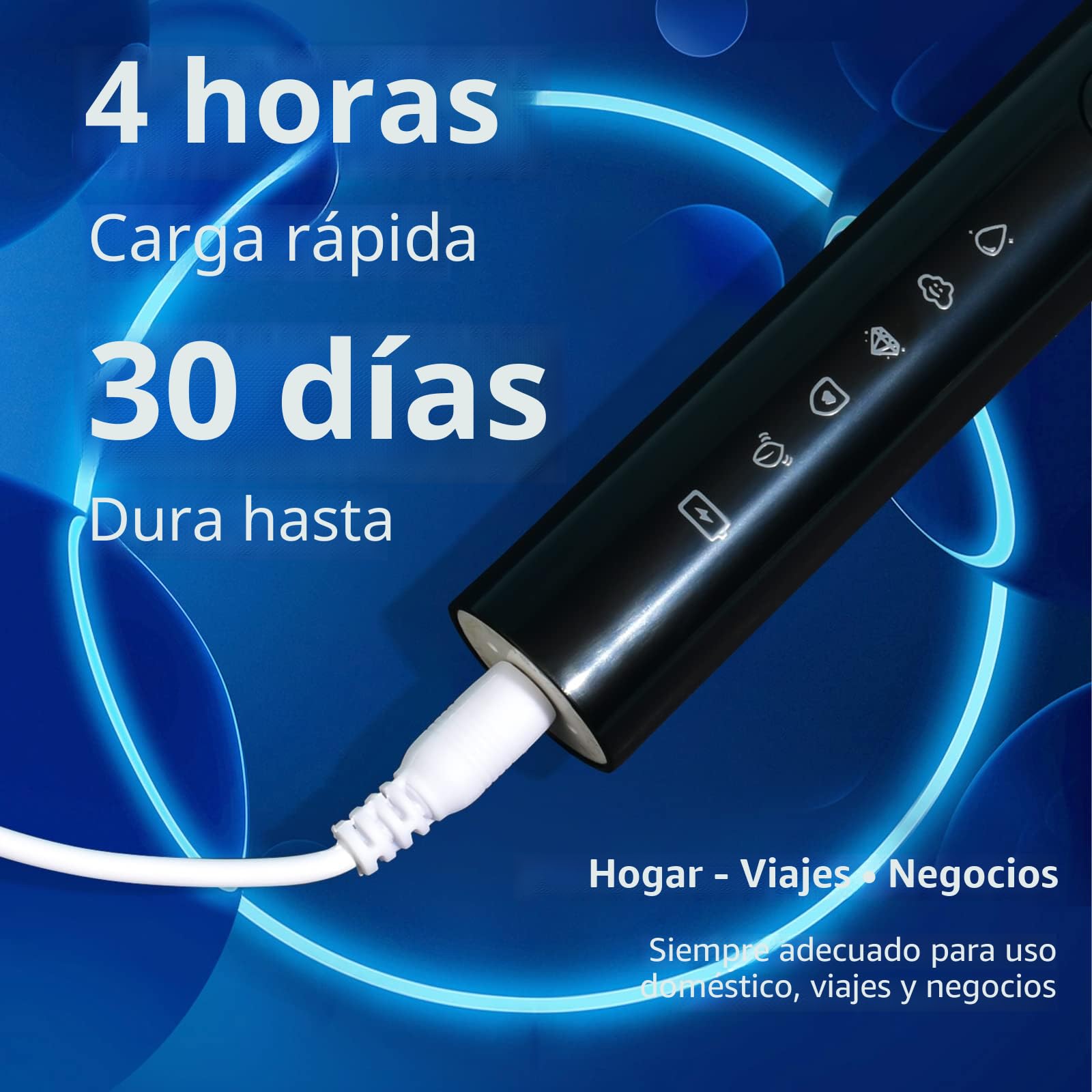 Cepillo de dientes eléctrico sónico, cepillo de dientes recargable con 6 cabezales de cepillo Dupont, con temporizador inteligente de 2 minutos, 5 modos con blanqueamiento dental, regalo para la