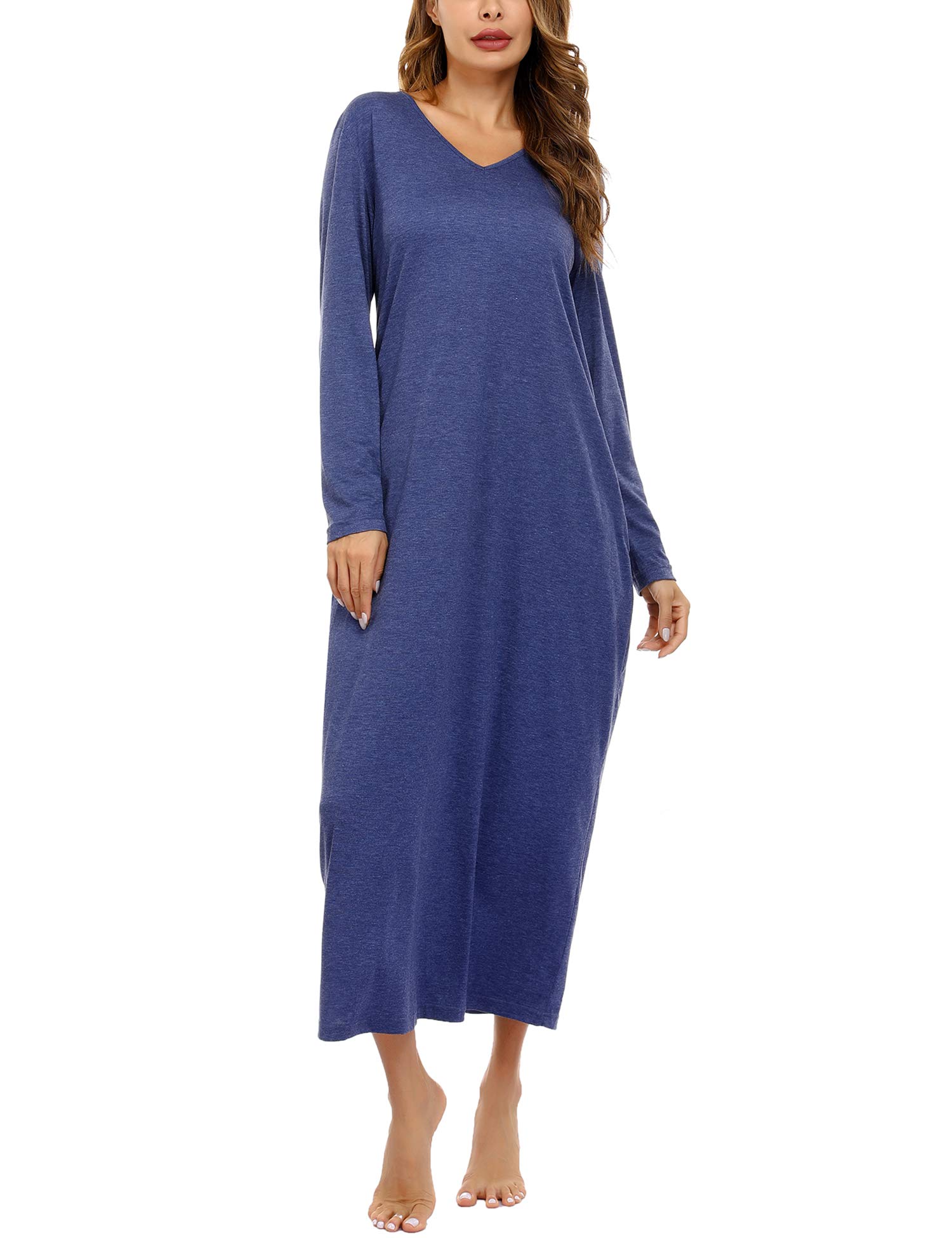 Sykooria Women's Long Nightgown Cotton Baggy Nightdress Plus Size
