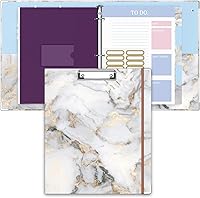 Vista 24 de Carpeta de 3 anillas, carpeta de anillos redondos de 1 pulgada con portapapeles, pestañas divisoras, fundas de bolsa con cremallera de PVC