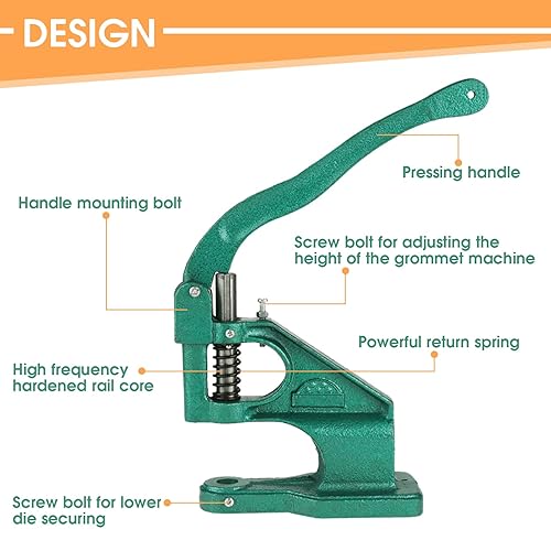 Miniatura 4 de Máquina de prensado manual con ojales, máquina de prensa de remaches de ojales de alta resistencia, kit de herramientas industriales para