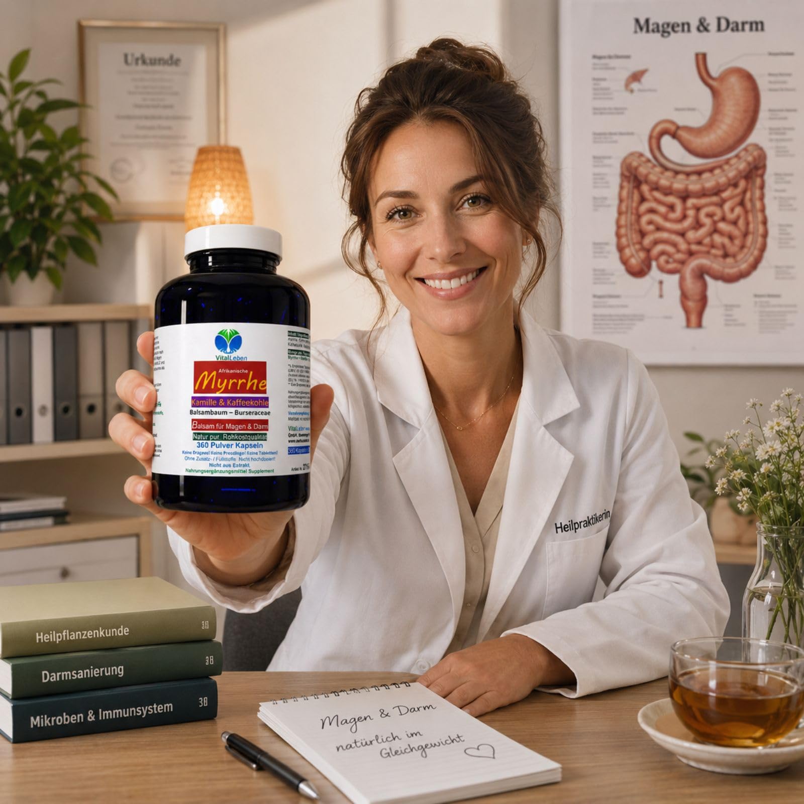MYRRHE + KAMILLE + KAFFEEKOHLE 1080 Pulver Kapseln (3x360) für den gestressten Darm nach AYURVEDA und Hildegard von Bingen - NATUR pur - OHNE ZUSATZSTOFFE [18 Monate] 27160-7