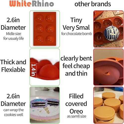 Miniatura 8 de Juego de moldes de silicona para chocolate, molde grande de corazón rompible, molde de bomba de cacao caliente de 2.6 pulgadas, moldes redondos Oreo