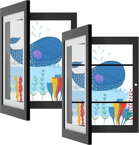Orionstar Marcos de arte para niños, marcos de fotos intercambiables, marcos de exhibición de fotos de apertura frontal con capacidad para 11.8 x