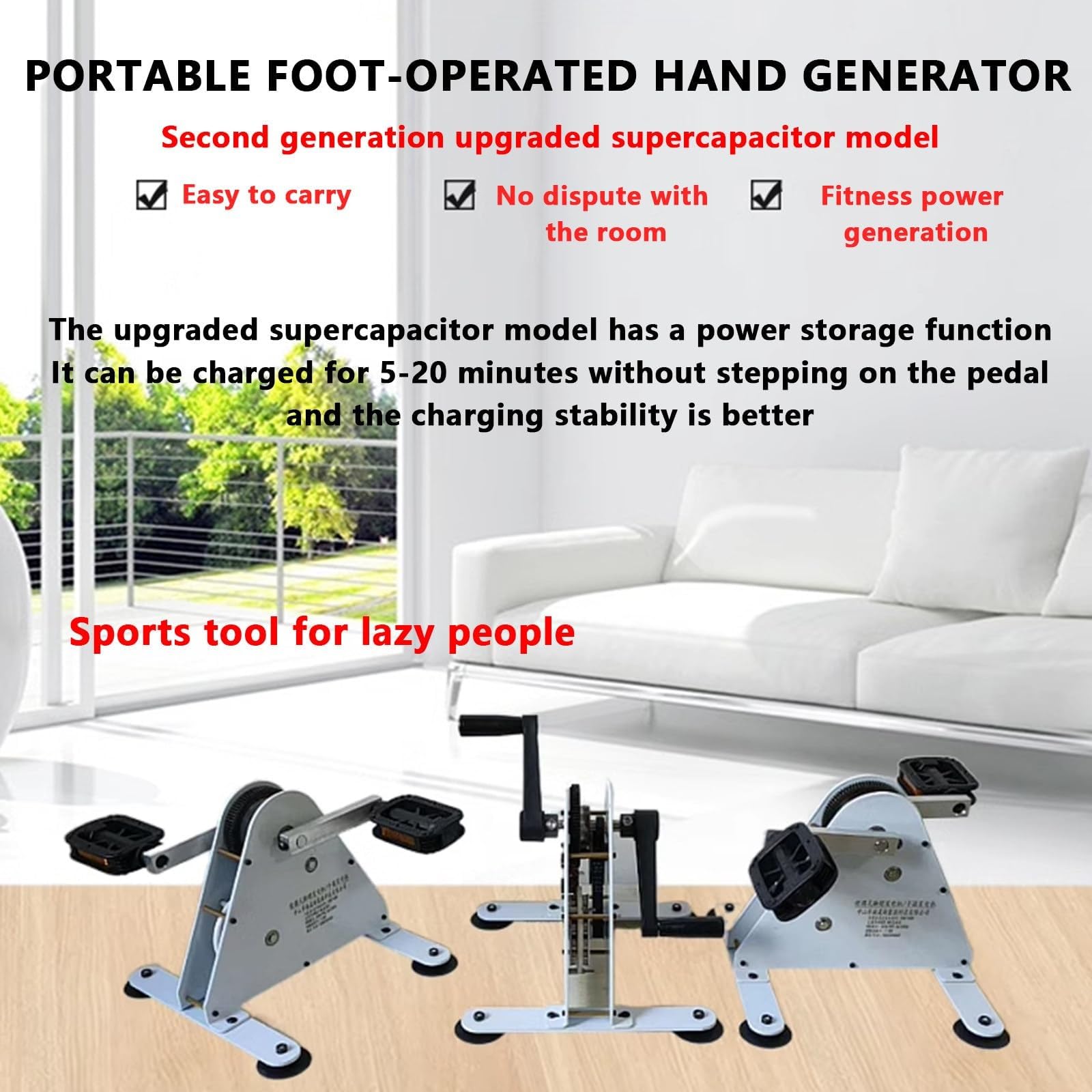 Generatore di Ricarica di Emergenza Generatore Di Potenza A Pedale, Generatori A Manovella 50W/100W Generatore Di Potenza A Pedale, Con Interfaccia USB/uscita DC1-35V, Caricabatterie For Generatore Di