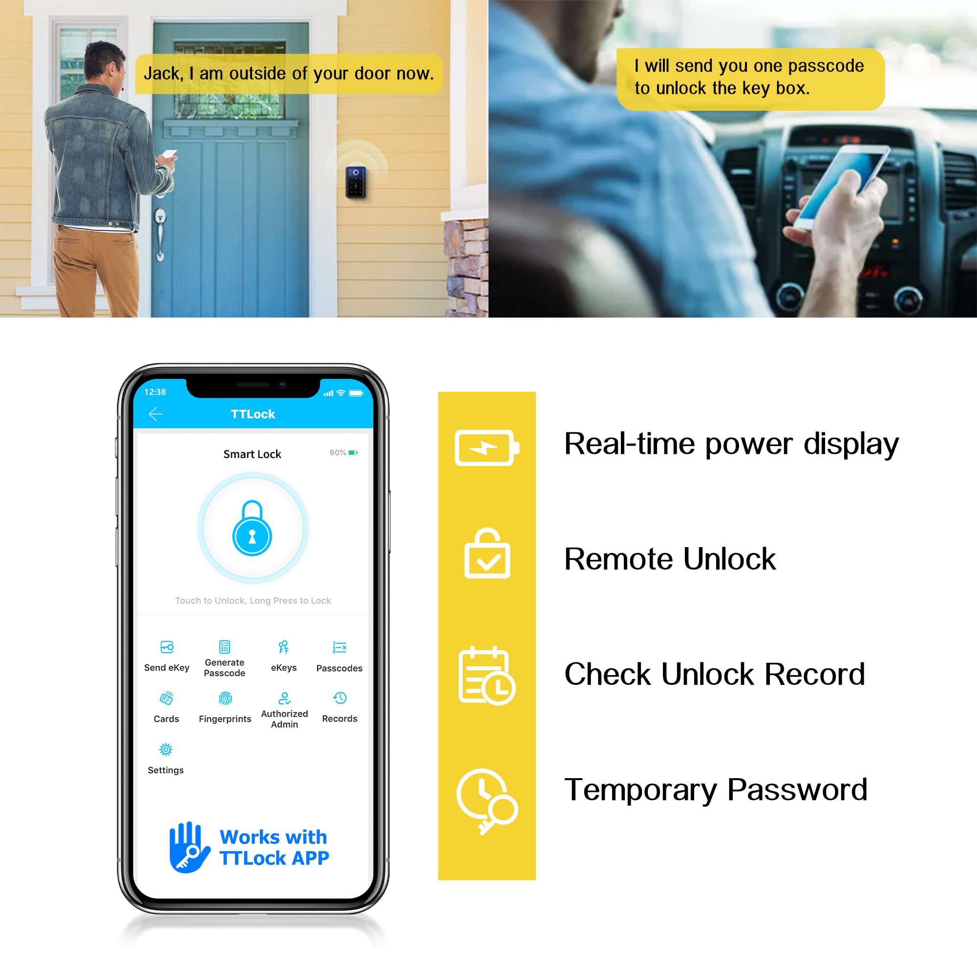 Key Lock Box,Fingerprint Lockbox Digital Key Lock Box Bluetooth Lock Box  TTLock APP Share Ekey