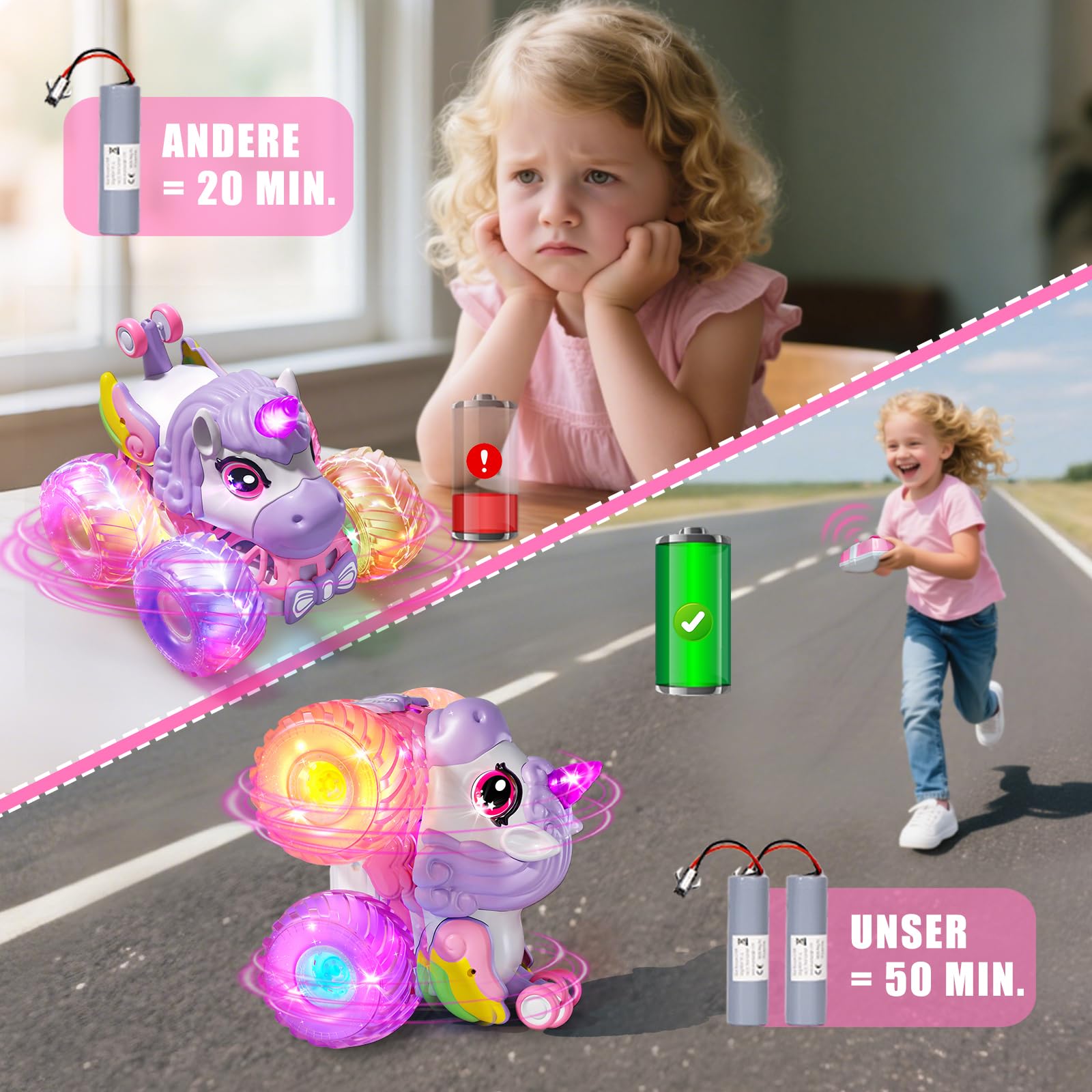 Remote Controlled Car Girls from 3 4 5 6 Years, 1/20 Unicorn Monster Truck Remote Controlled with Music and Light - Image 4