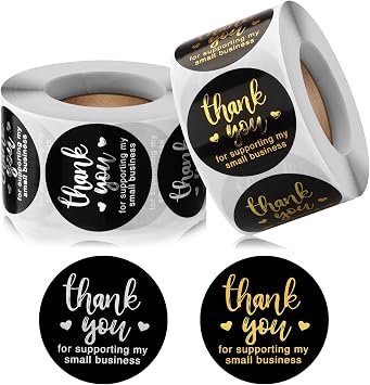 Amazon Com Thank You Stickers Roll Small Business 1 5 Inch Thank You For Supporting My Small Business Stickers Label Small Business Supplies For Packaging Shipping Office Products