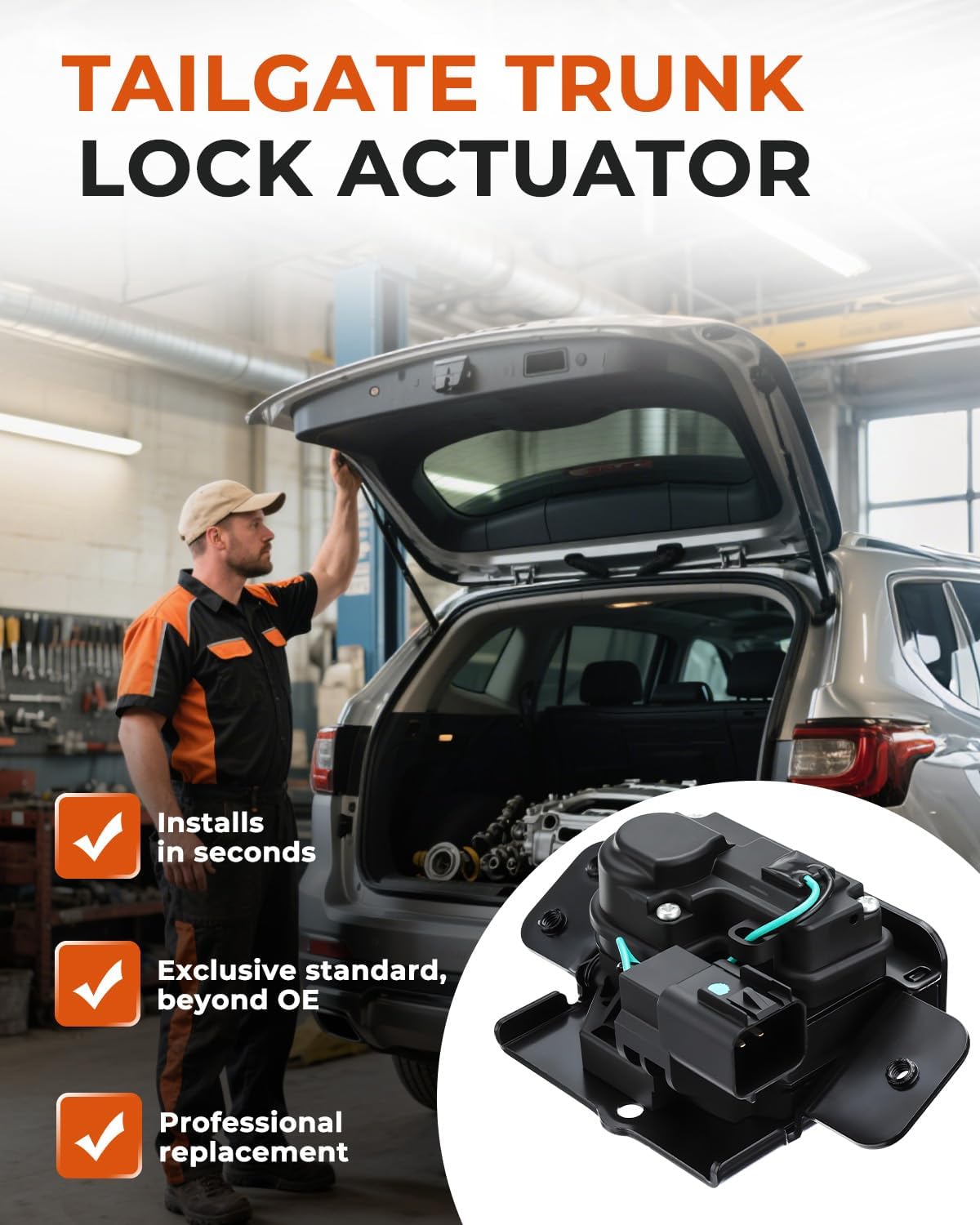 4-Pin Tailgate Trunk Latch Lock Actuator Compatible with Buick Cadillac Chevy GMC Pontiac Saturn - Manual Liftgate Lock Fits Enclave Escalade SRX Yukon Terrain, Not for 6-Pin
