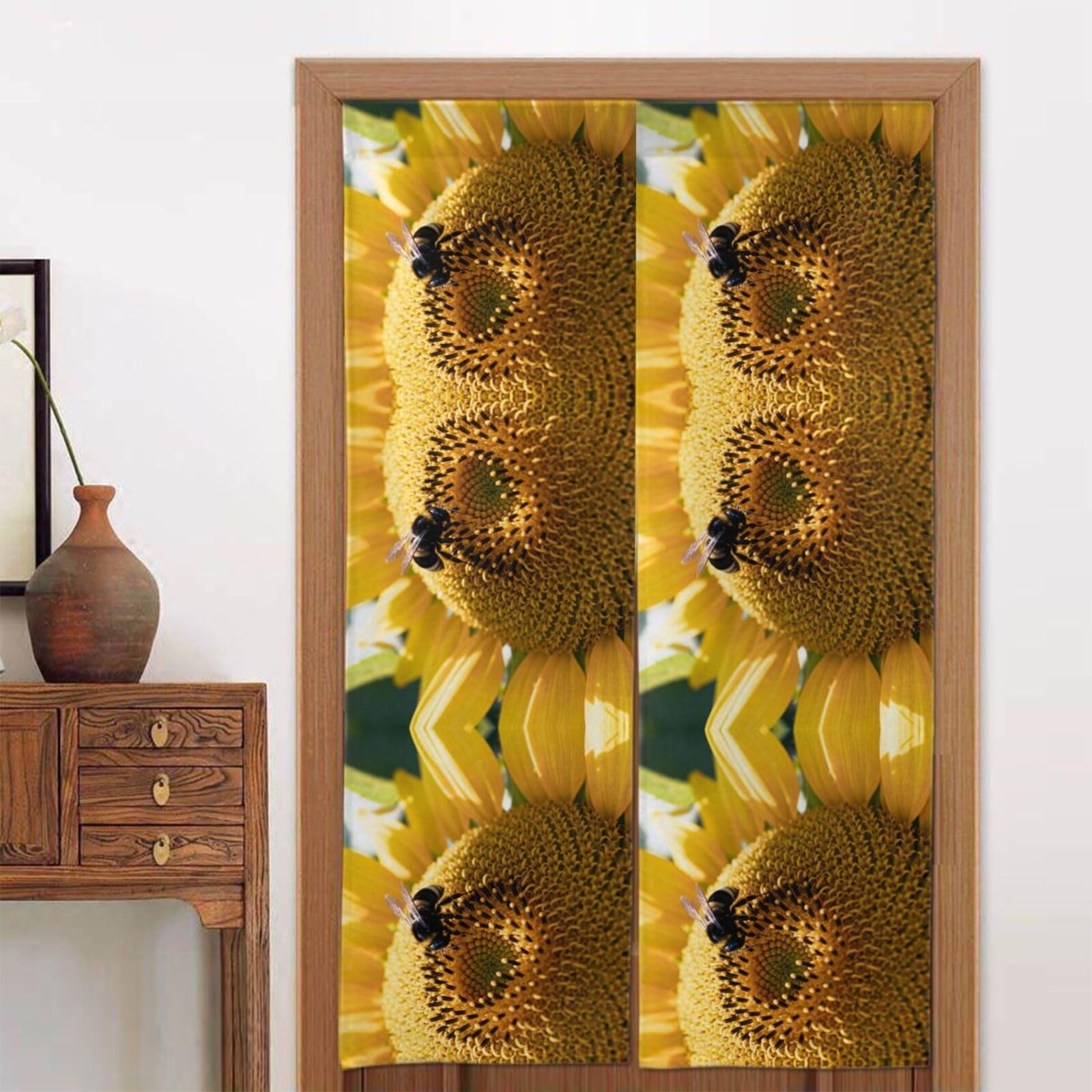 CNTDBU Sunflower Bee Pollen Door Curtain 34x56 Inch-Room Divider Panel for Privacy, Entryway Screen for Kitchen Bedroom