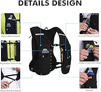 Vista 3 de AONIJIE Running Hydration Vest for Men & Women, 8L Hydration Backpack, Multiple Pocket Designs for Water Bottles/Bladders, Lightweight Breathable