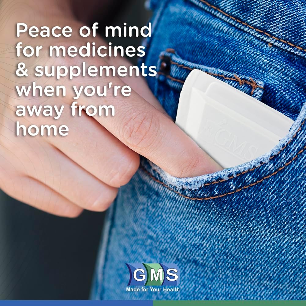 GMS Squeezable Pocket Pill Case - Small, Lightweight Pill Organizer Ideal for Travel - Holds Medicines Securely - Sturdy Design with Easy Fuss-Free Access - 2 Inch Pocket Sized & Discreet - 2 Pack