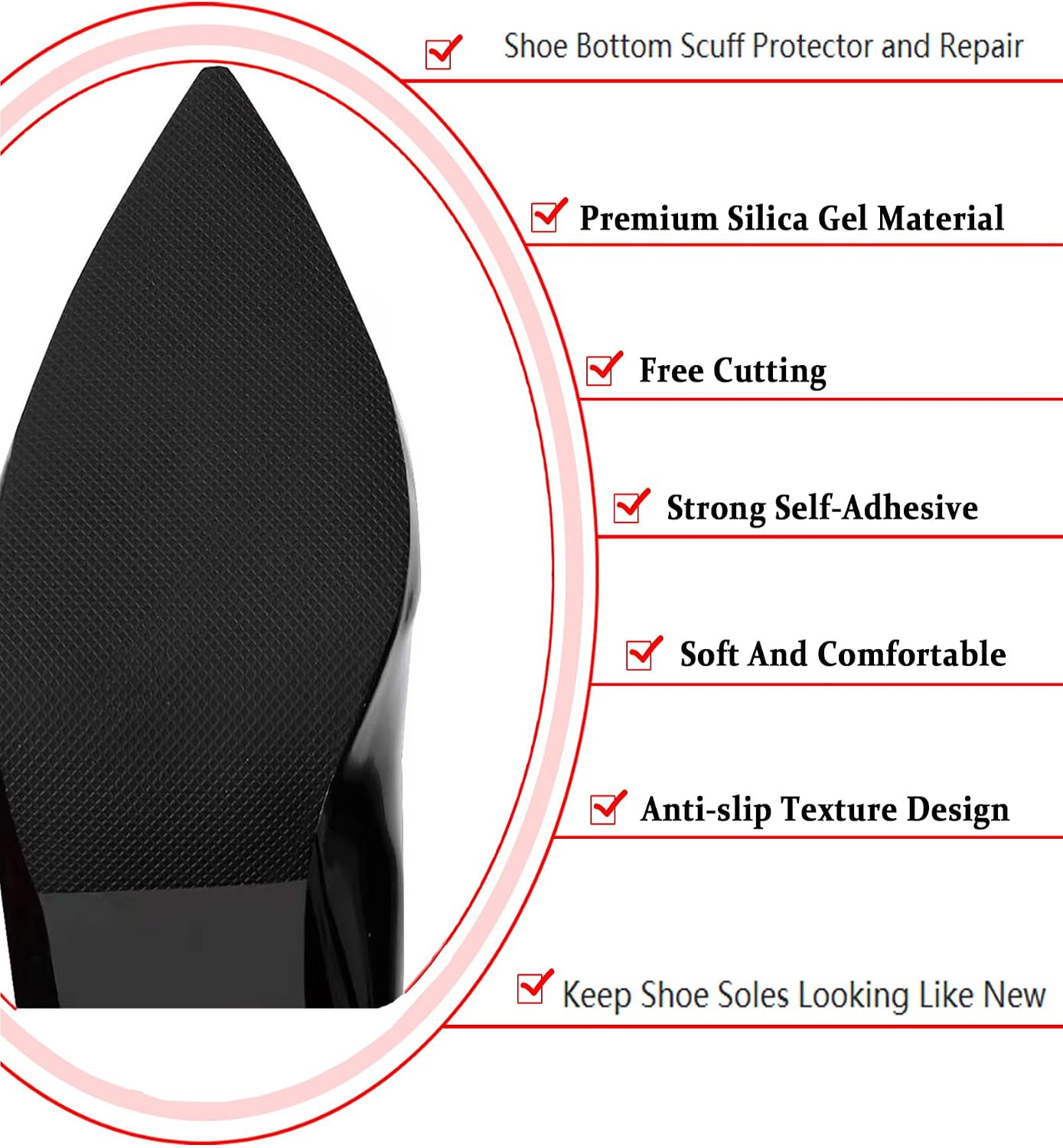 Black Grid Anti-Slip Shoe Sole Protector Pads (6x4, 8Pcs) image 2