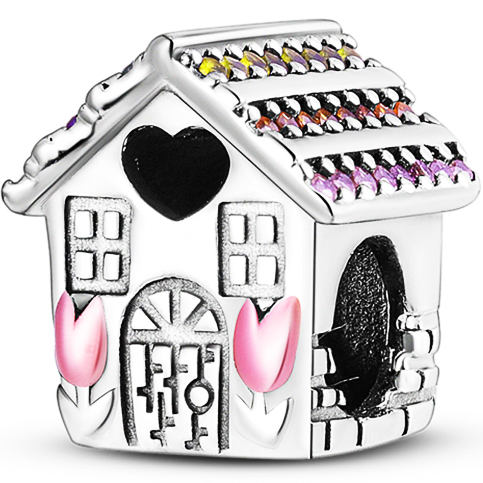 NUJIFFY 925 Sterling Silver Charms Beads for Bracelets Necklaces, Airplane Passport Sister Heart Coffee Music Book Travel Pendant, Pink Color Cute