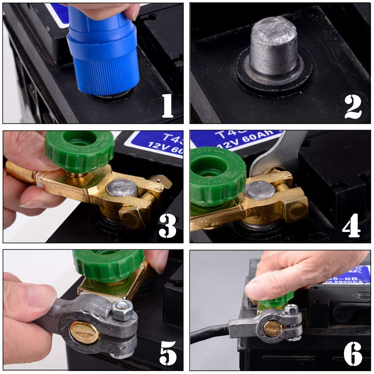 Side Post Car Battery Disconnect Switch,Car Battery Terminal Link Quick Switch Battery Master Switch Isolator Power Disconnect Cut With Long Bolt