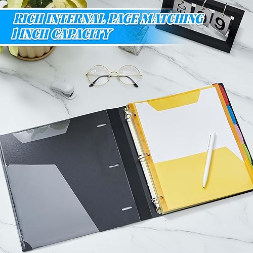 Miniatura 4 de 4 carpetas todo en uno recargables de 3 anillos de 2 pulgadas con 5 divisores de temas, bolsillo trasero de catálogo y carpeta de bolsillo móvil,