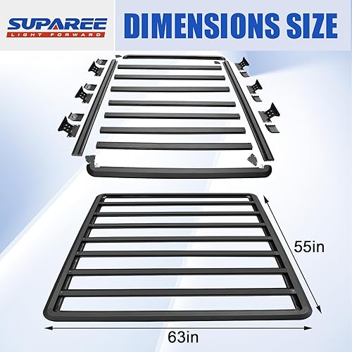 Miniatura 7 de SUPAREE Soporte de techo antioxidante mejorado de 4 puertas para 2018 2019 2020 2021 2022 2023 JL portaequipajes para Wrangler jt y portaequipajes